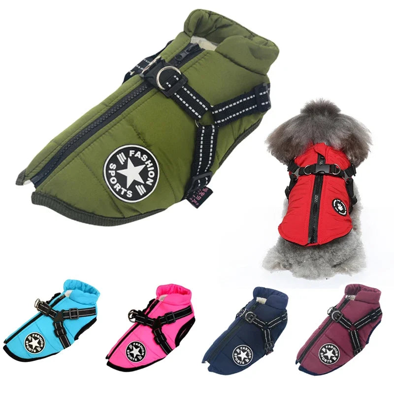 Ultimate Winter Dog Jacket with Harness - Waterproof & Warm Coat for Large Breeds like Labradors, French Bulldogs & More!